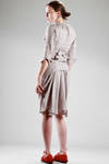 two pieces dress in linen cotton canvas with diagonal checks pattern - VIVIENNE WESTWOOD - Red 