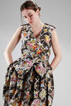 classic waistcoat with shoulder badge in stretch cotton etamine with floral printing on square - VIVIENNE WESTWOOD - Red 