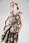 classic waistcoat with shoulder badge in stretch cotton etamine with floral printing on square - VIVIENNE WESTWOOD - Red 