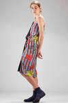 silk knee-length dress with ‘cartoon’ printing and plain panel - VIVIENNE WESTWOOD - Gold 