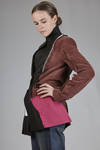 blazer jacket with irregular patchwork of different fabrics and colors - YANG LI 