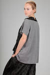 long and wide t-shirt in stockinette stitch of cotton and textile paper - BOBOUTIC 