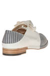 shoes with laces in solid colour cowhide leather and striped cotton canvas - I.N.K.- Italian Natural Kollection Shoes 