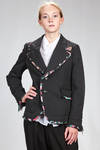 man jacket in wool gabardine with padded effect and floral rouche of polyester georgette - COMME DES GARÇONS 