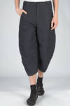 trousers in cotton canvas, modal, linen and mulberry silk with vertical stripes and braided metallic thread - RENLI SU 