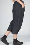 trousers in cotton canvas, modal, linen and mulberry silk with vertical stripes and braided metallic thread - RENLI SU 