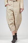 trousers in cotton canvas, modal, linen and mulberry silk with vertical stripes and braided metallic thread - RENLI SU 