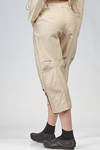 trousers in cotton canvas, modal, linen and mulberry silk with vertical stripes and braided metallic thread - RENLI SU 