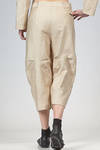 trousers in cotton canvas, modal, linen and mulberry silk with vertical stripes and braided metallic thread - RENLI SU 