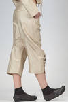 trousers in cotton canvas, modal, linen and mulberry silk with vertical stripes and braided metallic thread - RENLI SU 