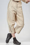 trousers in cotton canvas, modal, linen and mulberry silk with vertical stripes and braided metallic thread - RENLI SU 