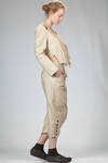 spencer short jacket in cotton canvas, modal, linen and mulberry silk with vertical stripes and braided metallic thread - RENLI SU 