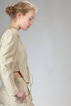 spencer short jacket in cotton canvas, modal, linen and mulberry silk with vertical stripes and braided metallic thread - RENLI SU 