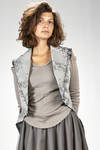 ‘haute couture’ gilet in wool, polyester and silk jacquard with floral print slightly shinny - MARC LE BIHAN 