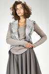 ‘haute couture’ gilet in wool, polyester and silk jacquard with floral print slightly shinny - MARC LE BIHAN 