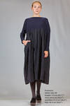 wide calf length dress in stocking stitch boiled wool and in washed canvas wool and linen - DANIELA GREGIS 