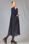 wide calf length dress in stocking stitch boiled wool and in washed canvas wool and linen - DANIELA GREGIS 