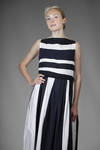 long and wide dress with linen and cotton inlays with two-tone alternating stripes - DANIELA GREGIS 