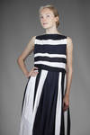 long and wide dress with linen and cotton inlays with two-tone alternating stripes - DANIELA GREGIS 