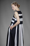 long and wide dress with linen and cotton inlays with two-tone alternating stripes - DANIELA GREGIS 