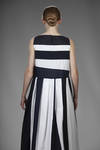 long and wide dress with linen and cotton inlays with two-tone alternating stripes - DANIELA GREGIS 