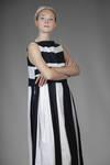 long and wide dress with linen and cotton inlays with two-tone alternating stripes - DANIELA GREGIS 