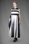 long and wide dress with linen and cotton inlays with two-tone alternating stripes - DANIELA GREGIS 