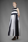 long and wide dress with linen and cotton inlays with two-tone alternating stripes - DANIELA GREGIS 