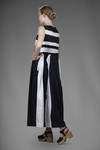 long and wide dress with linen and cotton inlays with two-tone alternating stripes - DANIELA GREGIS 