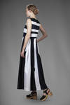 long and wide dress with linen and cotton inlays with two-tone alternating stripes - DANIELA GREGIS 