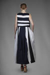 long and wide dress with linen and cotton inlays with two-tone alternating stripes - DANIELA GREGIS 