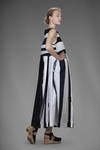 long and wide dress with linen and cotton inlays with two-tone alternating stripes - DANIELA GREGIS 