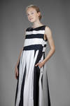 long and wide dress with linen and cotton inlays with two-tone alternating stripes - DANIELA GREGIS 