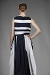 long and wide dress with linen and cotton inlays with two-tone alternating stripes - DANIELA GREGIS 