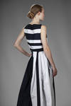 long and wide dress with linen and cotton inlays with two-tone alternating stripes - DANIELA GREGIS 