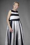 long and wide dress with linen and cotton inlays with two-tone alternating stripes - DANIELA GREGIS 