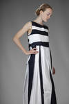 long and wide dress with linen and cotton inlays with two-tone alternating stripes - DANIELA GREGIS 