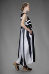 long and wide dress with linen and cotton inlays with two-tone alternating stripes - DANIELA GREGIS 