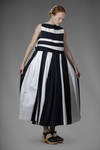 long and wide dress with linen and cotton inlays with two-tone alternating stripes - DANIELA GREGIS 