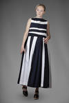 long and wide dress with linen and cotton inlays with two-tone alternating stripes - DANIELA GREGIS 