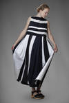 long and wide dress with linen and cotton inlays with two-tone alternating stripes - DANIELA GREGIS 