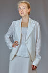 hip length jacket in washed linen crêpe and washed cotton, viscose and silk voile. - MARC LE BIHAN 