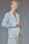 hip length jacket in washed linen crêpe and washed cotton, viscose and silk voile. - MARC LE BIHAN 