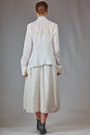 hip length jacket in washed linen crêpe and washed cotton, viscose and silk voile. - MARC LE BIHAN 