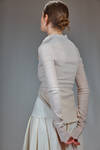 hip-length slim fit jacket in stretch crêpe of polyamide, silk and elastane - MARC LE BIHAN 