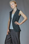 hip-length slim waistcoat in washed polyamide canvas - MARC LE BIHAN 