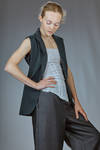 hip-length slim waistcoat in washed polyamide canvas - MARC LE BIHAN 