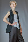 hip-length slim waistcoat in washed polyamide canvas - MARC LE BIHAN 