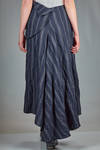 longuette skirt, asymmetrical in washed pinstripe cotton - MARC LE BIHAN 