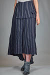 longuette skirt, asymmetrical in washed pinstripe cotton - MARC LE BIHAN 